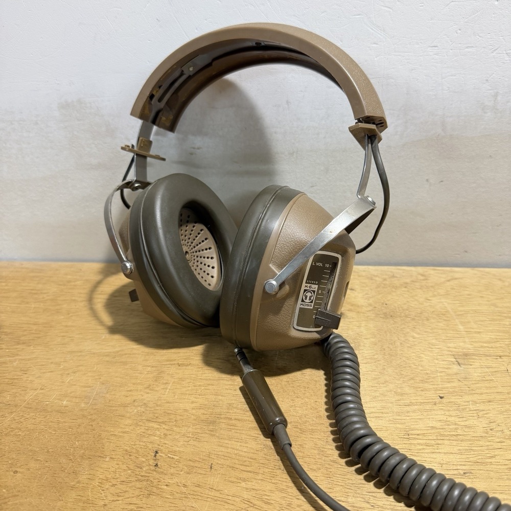 Koss K-6 Stereo Headphones Vintage 1970s Brown Over Ear 6.35mm Jack Tested